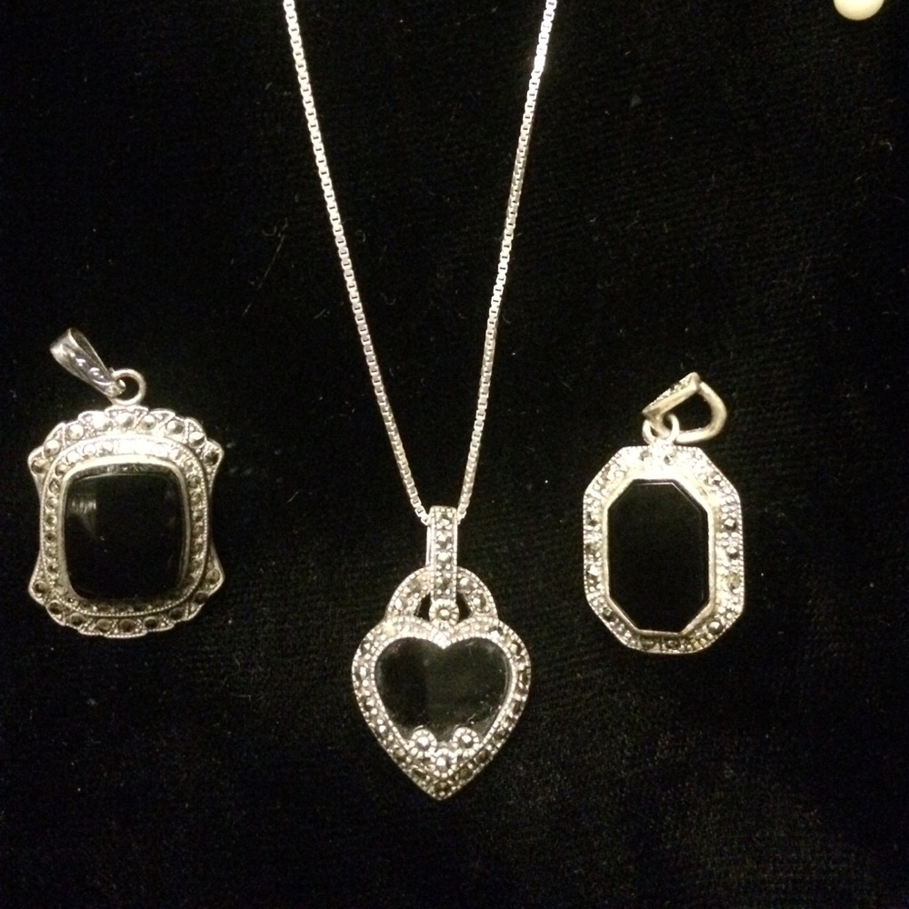 🌟 sterling marcasite & onyx set 🌟
